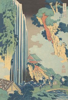 Ono Waterfall on the Kisokaido (Kisokaido Ono no bakufu), from the series A Tour of Wa..., ca. 1832. Creator: Hokusai