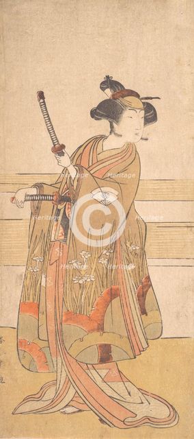 Onoe Tamizo as a Samurai Woman, ca. 1775 or 1776. Creator: Shunsho.