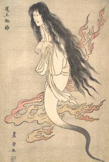 Onoe Matsusuke as the Ghost of the Murdered Wife Oiwa, in "A Tale of Horror from the Yotsu..., 1812. Creator: Utagawa Toyokuni I