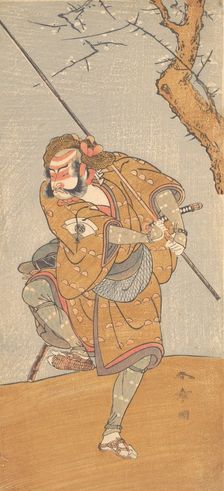 Onoe Matsusuke in the Role of Asahina in "Edo no Haru Meisho Soga", 1773. Creator: Shunsho