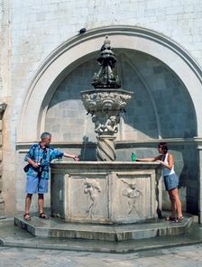 Onofrio's little fountain, Dubrovnik, Croatia. Creator: Peter Thompson
