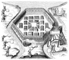 Onondaga village attacked by the French explorer Samuel de Champlain, 1615