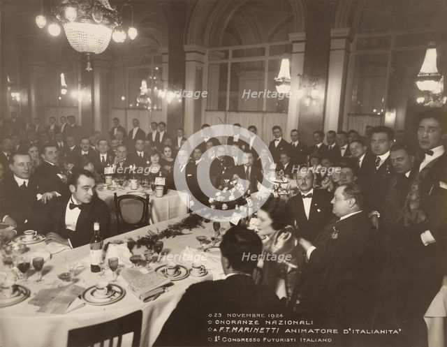 Onoranze Nazionali a F.T. Marinetti Animatore d'Italianita', 1o Congresso Futuristi Italiano, 1924. Creator: Mario Castagneri.
