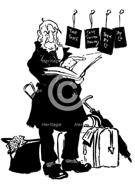'Oom Paul Consulting the Time Table', 1900. Artist: Unknown