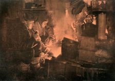 Oates and Meares at the Blubber-Stove in the Stables 1911, (1913). Artist: Herbert Ponting