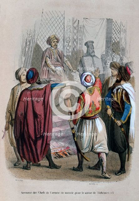 'Oath of the Commanders of the Army to Die for the Cause of Mehmet Ali', Egypt, 1805 (1847). Artist: Jean Adolphe Beauce