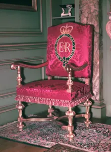 Oath of Allegiance Throne, Queen Elizabeth II's Coronation, 1953. Creator: Arthur Charles Kirby Ware