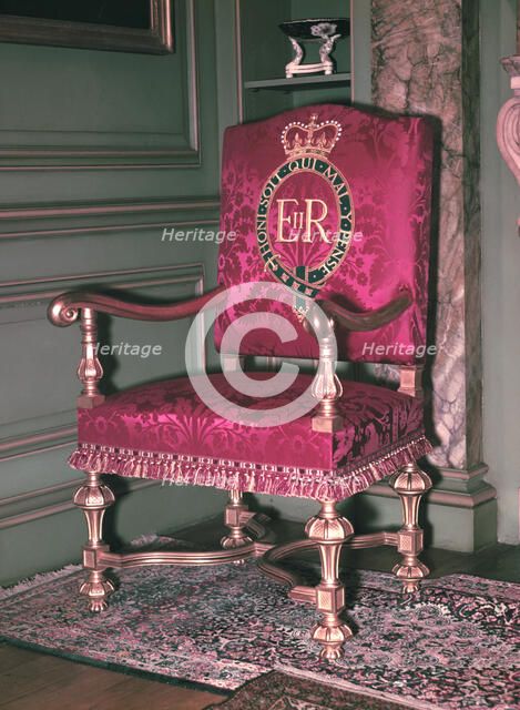 Oath of Allegiance Throne, Queen Elizabeth II's Coronation, 1953. Creator: Arthur Charles Kirby Ware.