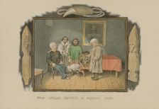 Oath ritual of the Samoyed-heathens on a bear hide, 1862-1887. Creator: Mikhail Znamensky