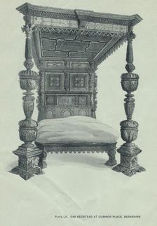 Oak bedstead at Cumnor Place, Berkshire, 1915