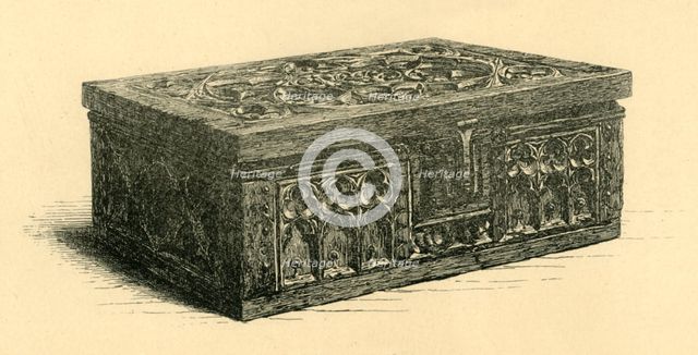Oak box, 14th century, (1881).  Creator: Frederick Albert Slocombe.