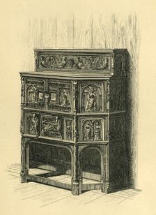 Oak cabinet, late 15th century, (1881). Creator: Frederick Albert Slocombe