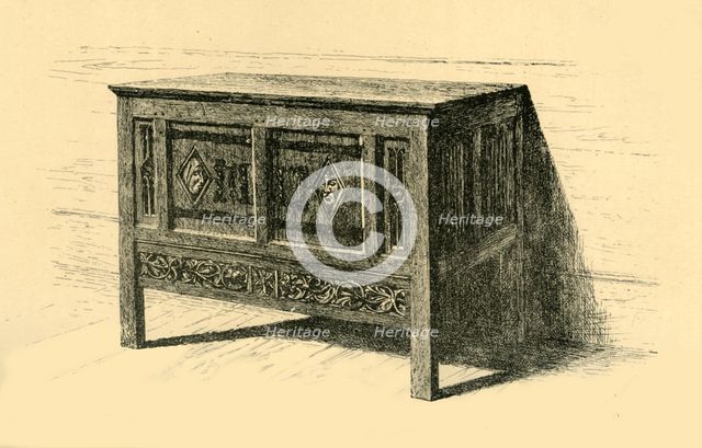Oak chest, 1460-1480, (1881).  Creator: Frederick Albert Slocombe.