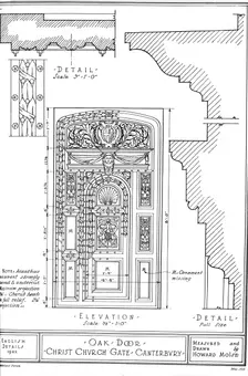 Oak door, Christ Church Gate, Canterbury, Kent, 1922. Artist: Howard Moise