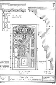 Oak door, Christ Church Gate, Canterbury, Kent, 1922. Artist: Howard Moise