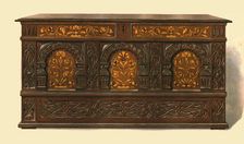 Oak inlaid chest, 1904. Artist: Shirley Slocombe