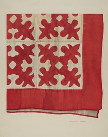 Oak Leaf Pattern Quilt, 1935/1942. Creator: Charlotte Angus