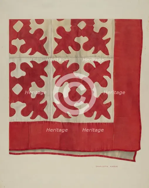 Oak Leaf Pattern Quilt, 1935/1942. Creator: Charlotte Angus.