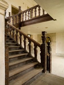 Oak staircase in the east range, Apethorpe Palace, Northamptonshire, 2008. Artist: Historic England Staff Photographer