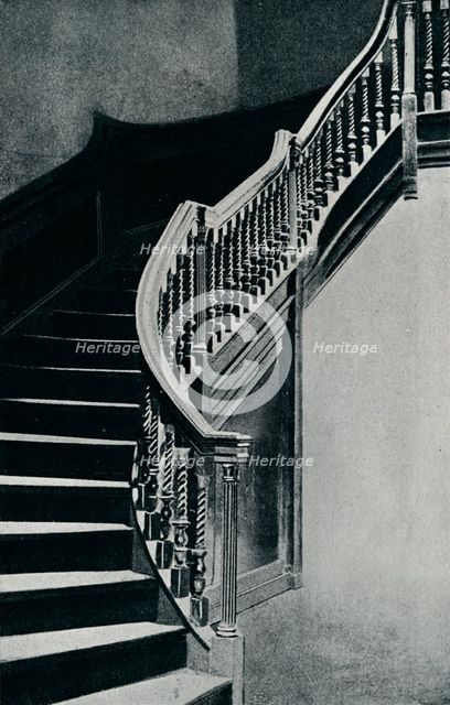 'Oak Staircase of Charles II, at Whitton Park House', 1910.  Artist: Unknown.