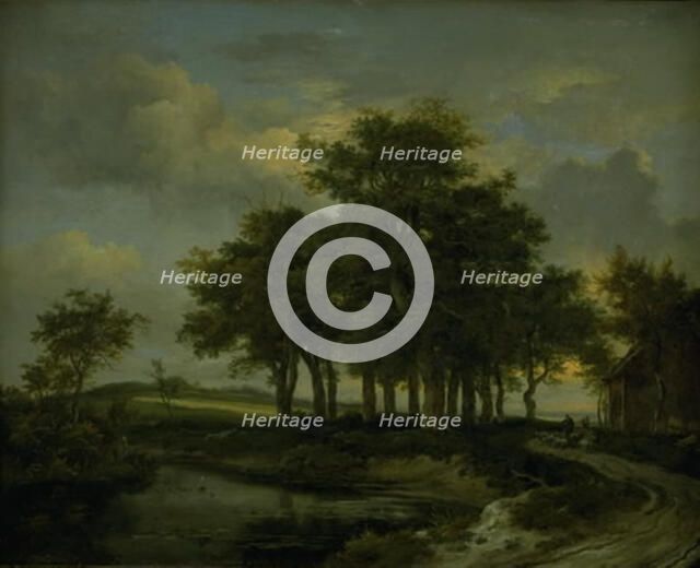 Oak Trees near a Road, Evening, 1643-1682. Creator: Jacob van Ruisdael.