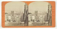 Oakland Wharf, from Powell and California Streets, San Francisco, California, 1870/76. Creator: John J. Reilly