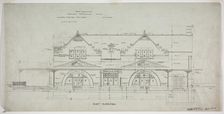Oakland Avenue Railroad Station, Chicago, Illinois, East Elevation, 1886. Creator: Adler & Sullivan