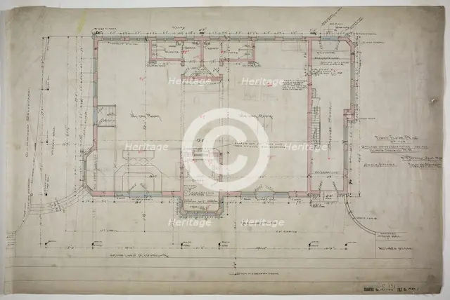 Oakland Avenue Railroad Station, Chicago, Illinois, First Floor Plan, 1886. Creator: Adler & Sullivan.