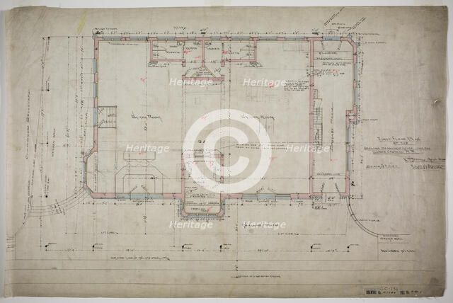 Oakland Avenue Railroad Station, Chicago, Illinois, First Floor Plan, 1886. Creator: Adler & Sullivan.