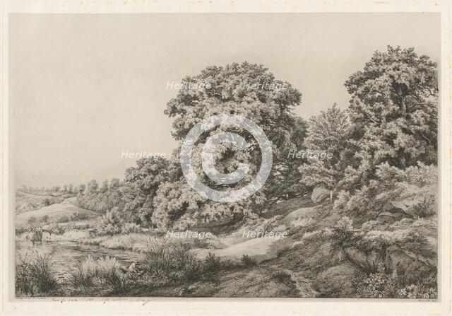 Oaks near a Pond, 1852. Creator: Eugene Blery.