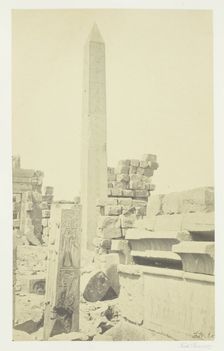 Obelisk and Granite Lotus Column, Karnac, 1857. Creator: Francis Frith