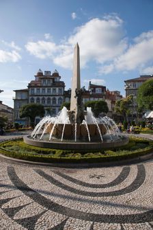 Obelisk and fountain, Republic Square, Braga, Portugal, 2009. Creator: Samuel Magal