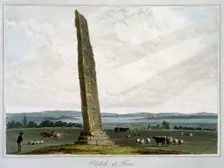 Obelisk at Forres Moray, Scotland, 1821. Creator: William Daniell
