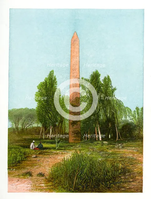 Obelisk at Heliopolis, Egypt, c1870. Creator: W Dickens.