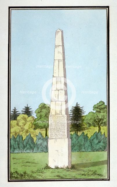 Obelisk erected on Brockley Hill, possibly in Lewisham, London, c1795.              Artist: Anon