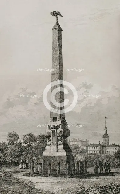 Obelisk in Poltava, (in present day Ukraine), 1839.  Creator: Augustin François Lemaitre.