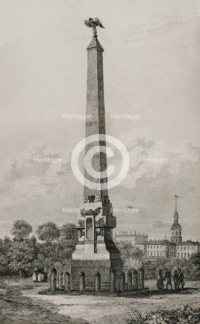 Obelisk in Poltava, (in present day Ukraine), 1839.  Creator: Augustin François Lemaitre.