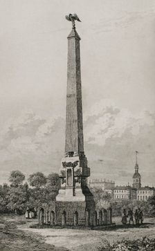 Obelisk in Poltava, (in present day Ukraine), 1839. Creator: Augustin François Lemaitre