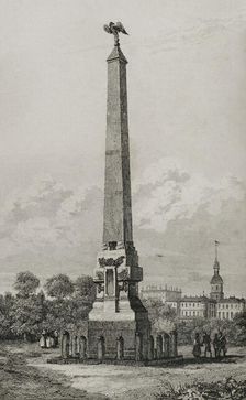 Obelisk in Poltava, (in present day Ukraine), 1839. Creator: Augustin François Lemaitre