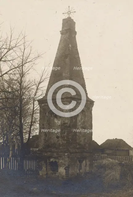 Obelisk monument placed on the grave of the fallen during the Swedish Deluge, Grabów, c1920-30. Creator: Unknown.