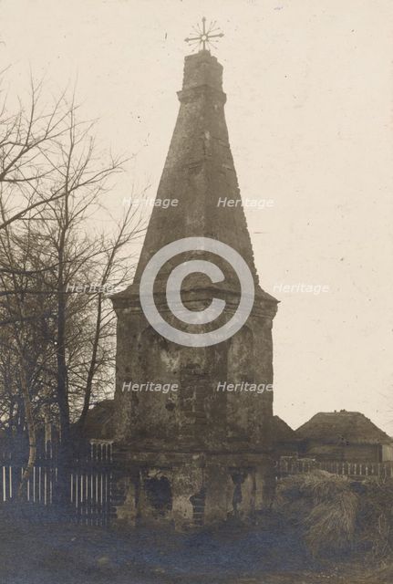 Obelisk monument placed on the grave of the fallen during the Swedish Deluge, Grabów, c1920-30. Creator: Unknown.