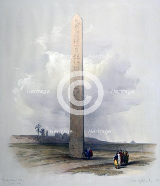 'Obelisk of Heliopolis', 1839.  Artist: David Roberts