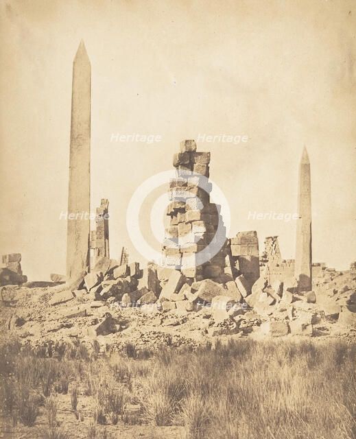 Obélisques du Palais de Karnac (Thèbes), 1849-50. Creator: Maxime du Camp.