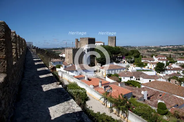 Obidos Castle walls, Obidos, Portugal, 2009. Creator: Samuel Magal.