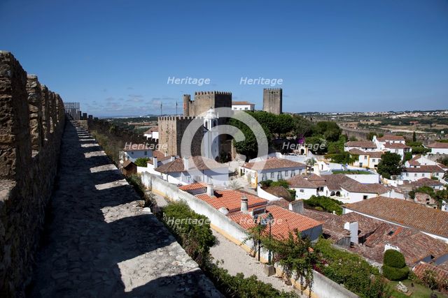 Obidos Castle walls, Obidos, Portugal, 2009. Creator: Samuel Magal.