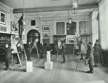 Object drawing art class, Alma Boys School, Bermondsey, London, 1908