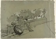 Objects on Wall, study for Couture, The Bird-Catcher, c. 1857. Creator: Thomas Couture
