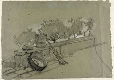 Objects on Wall, study for Couture, The Bird-Catcher, c. 1857. Creator: Thomas Couture