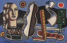 Objets contrastés sur fond bleu, 1932. Creator: Fernand Leger