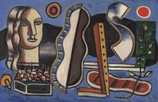 Objets contrastés sur fond bleu, 1932. Creator: Fernand Leger